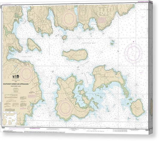 Nautical Chart-13321 Southwest Harbor-Approaches Canvas Print
