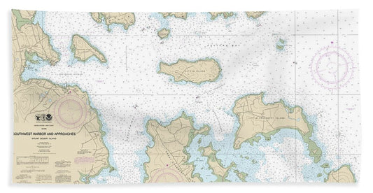 Nautical Chart-13321 Southwest Harbor-approaches - Bath Towel