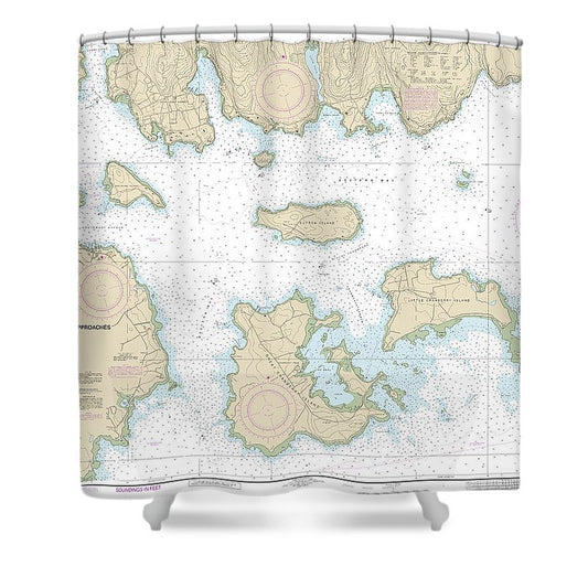 Nautical Chart 13321 Southwest Harbor Approaches Shower Curtain