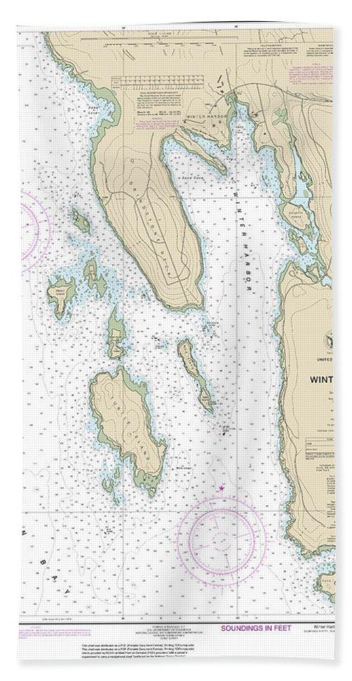 Nautical Chart-13322 Winter Harbor - Beach Towel