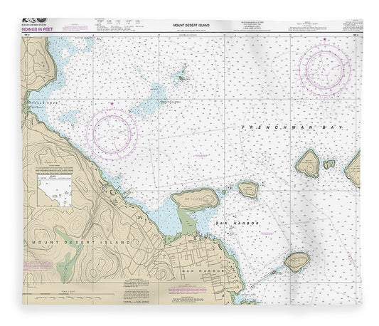 Nautical Chart 13323 Bar Harbor Mount Desert Island Blanket