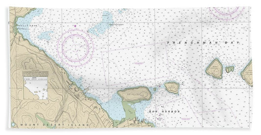 Nautical Chart-13323 Bar Harbor Mount Desert Island - Beach Towel