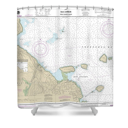 Nautical Chart 13323 Bar Harbor Mount Desert Island Shower Curtain