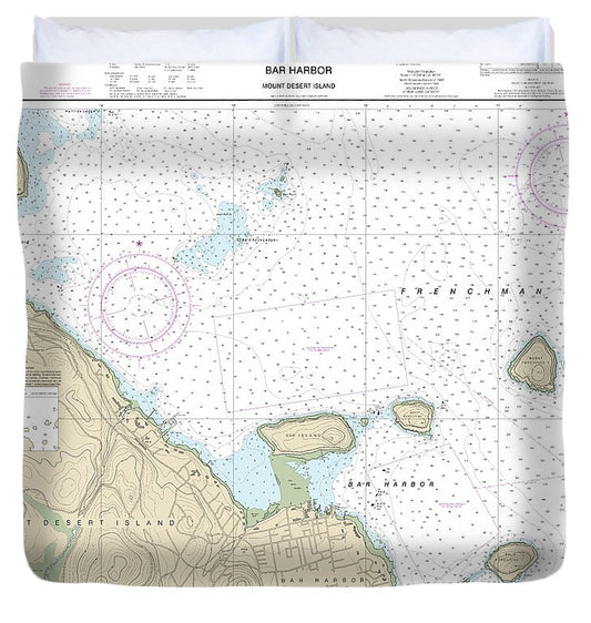 Nautical Chart 13323 Bar Harbor Mount Desert Island Duvet Cover