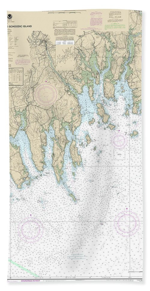 Nautical Chart-13324 Tibbett Narrows-schoodic Island - Bath Towel