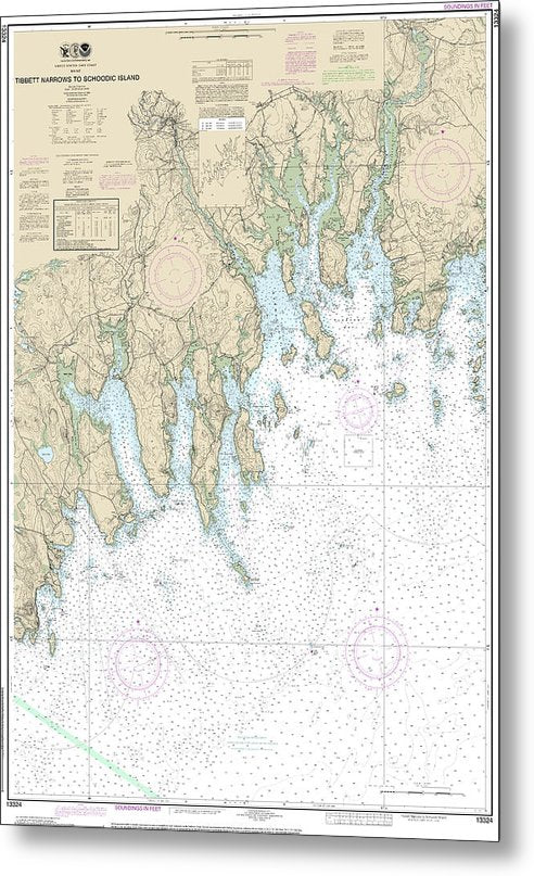A beuatiful Metal Print of the Nautical Chart-13324 Tibbett Narrows-Schoodic Island - Metal Print by SeaKoast.  100% Guarenteed!