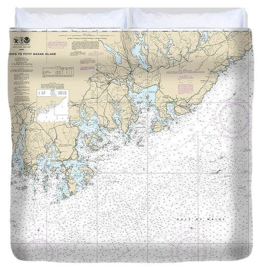 Nautical Chart 13325 Quoddy Narrows Petit Manan Lsland Duvet Cover