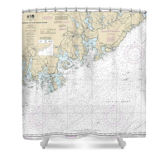 Nautical Chart 13325 Quoddy Narrows Petit Manan Lsland Shower Curtain