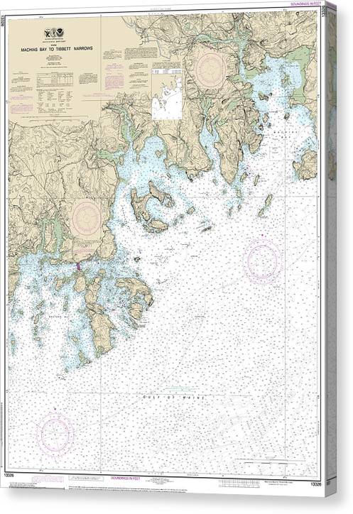 Nautical Chart-13326 Machias Bay-Tibbett Narrows Canvas Print