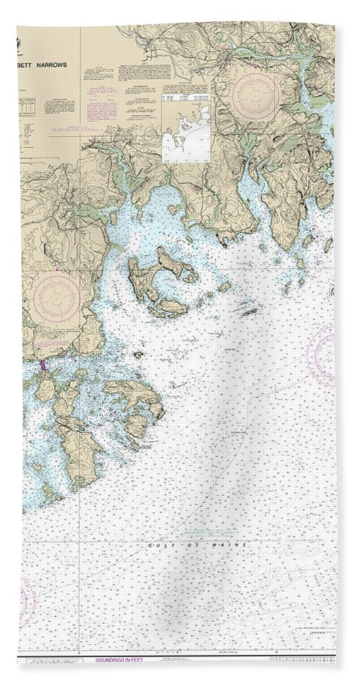 Nautical Chart-13326 Machias Bay-tibbett Narrows - Bath Towel