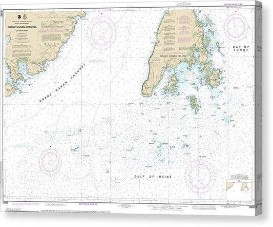Nautical Chart-13392 Grand Manan Channel Southern Part Canvas Print