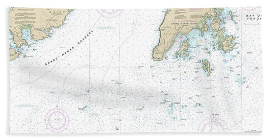 Nautical Chart-13392 Grand Manan Channel Southern Part - Bath Towel