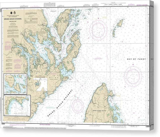 Nautical Chart-13394 Grand Manan Channel Northern Part, North Head-Flagg Cove Canvas Print