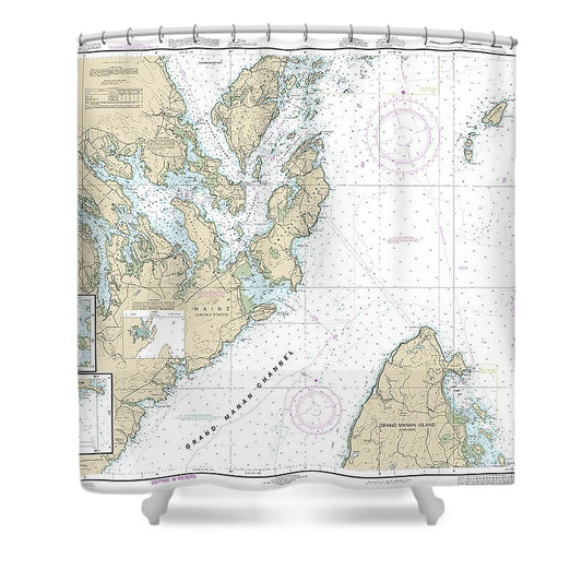 Nautical Chart 13394 Grand Manan Channel Northern Part, North Head Flagg Cove Shower Curtain
