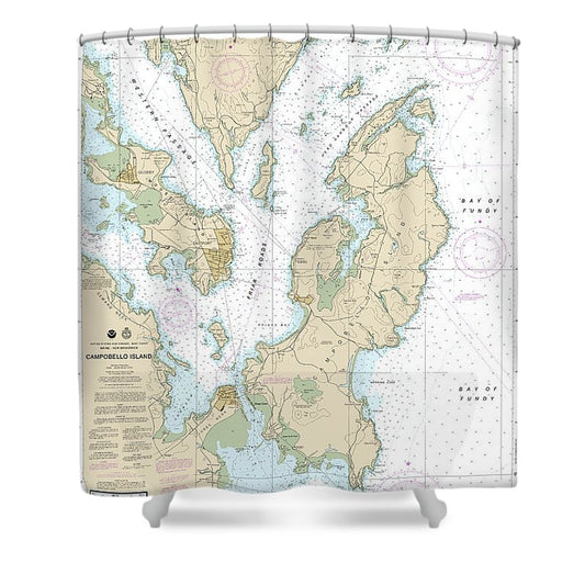 Nautical Chart 13396 Campobello Island, Eastport Harbor Shower Curtain