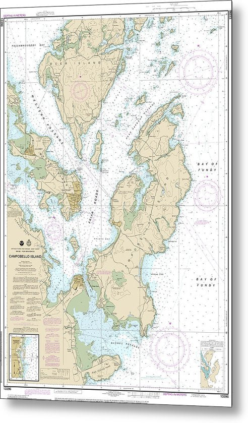 A beuatiful Metal Print of the Nautical Chart-13396 Campobello Island, Eastport Harbor - Metal Print by SeaKoast.  100% Guarenteed!