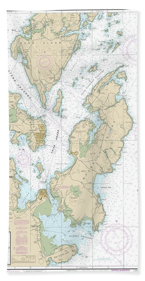 Nautical Chart-13396 Campobello Island, Eastport Harbor - Beach Towel