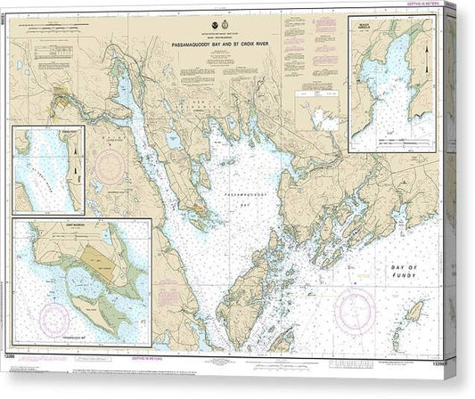 Nautical Chart-13398 Passamaquoddy Bay-St Croix River, Beaver Harbor, Saint Andrews, Todds Point Canvas Print