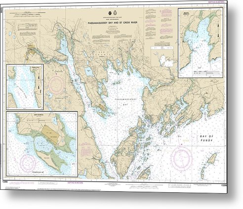 A beuatiful Metal Print of the Nautical Chart-13398 Passamaquoddy Bay-St Croix River, Beaver Harbor, Saint Andrews, Todds Point - Metal Print by SeaKoast.  100% Guarenteed!
