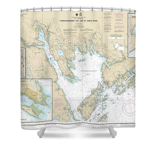 Nautical Chart 13398 Passamaquoddy Bay St Croix River, Beaver Harbor, Saint Andrews, Todds Point Shower Curtain