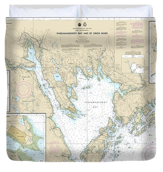 Nautical Chart 13398 Passamaquoddy Bay St Croix River, Beaver Harbor, Saint Andrews, Todds Point Duvet Cover