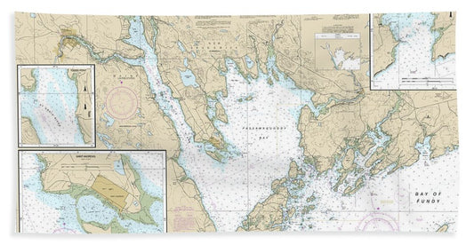 Nautical Chart-13398 Passamaquoddy Bay-st Croix River, Beaver Harbor, Saint Andrews, Todds Point - Beach Towel