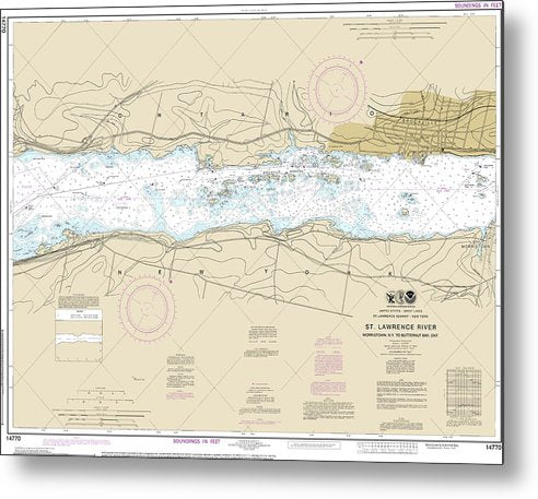 A beuatiful Metal Print of the Nautical Chart-14770 Morristown, Ny-Butternut, Ont - Metal Print by SeaKoast.  100% Guarenteed!