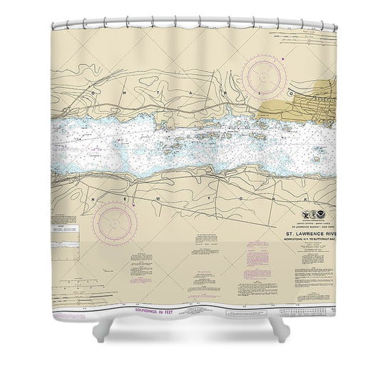 Nautical Chart 14770 Morristown, Ny Butternut, Ont Shower Curtain