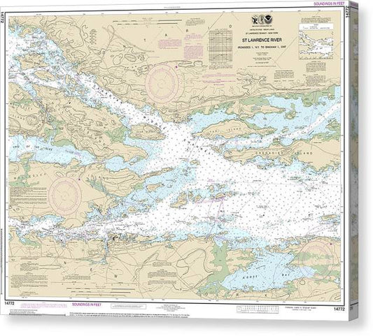 Nautical Chart-14772 Ironsides L, Ny,-Bingham L, Ont Canvas Print