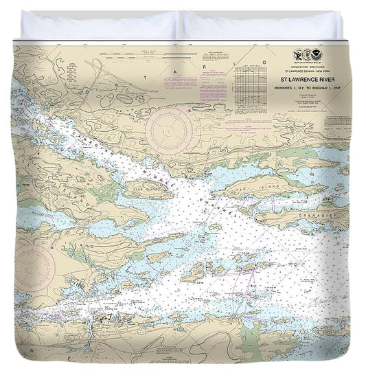 Nautical Chart 14772 Ironsides L, Ny, Bingham L, Ont Duvet Cover