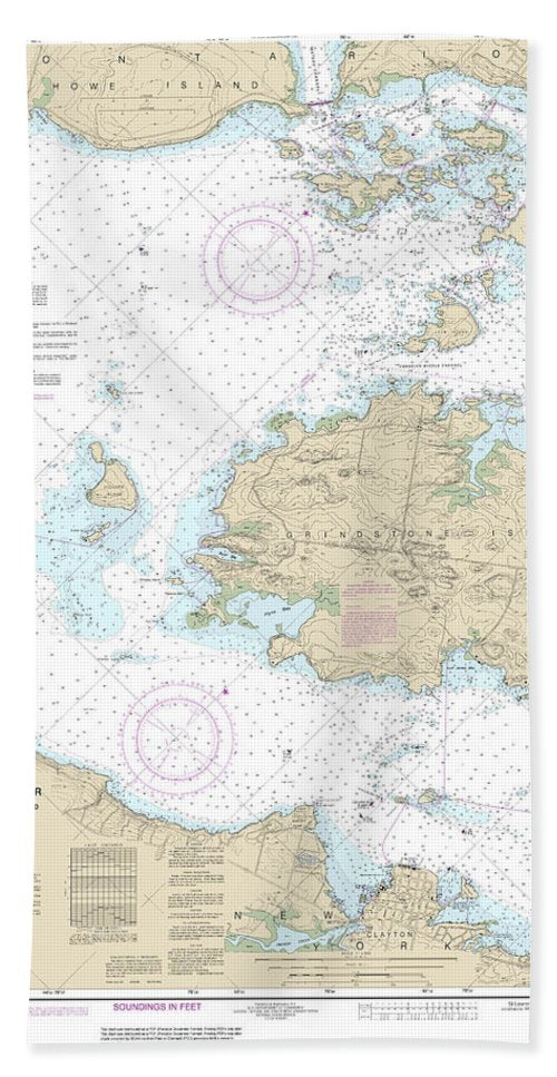 Nautical Chart-14774 Round I, Ny,-gananoque, Ont,-wolfe I, Ont - Bath Towel