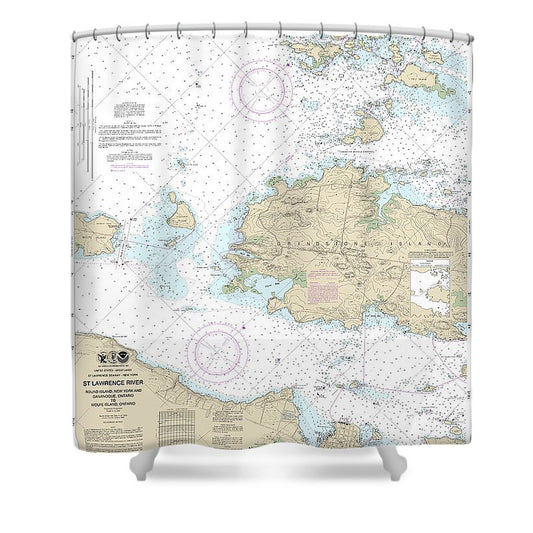 Nautical Chart 14774 Round I, Ny, Gananoque, Ont, Wolfe I, Ont Shower Curtain