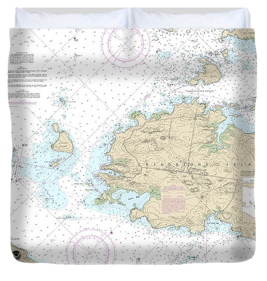 Nautical Chart 14774 Round I, Ny, Gananoque, Ont, Wolfe I, Ont Duvet Cover