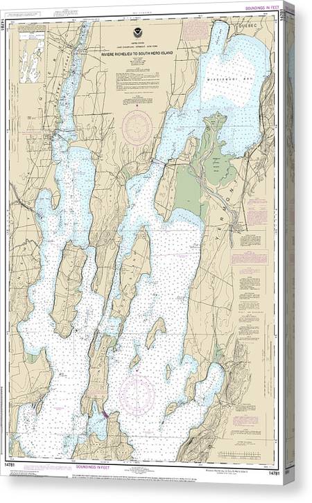 Nautical Chart-14781 Riviere Richelieu-South Hero Island Canvas Print