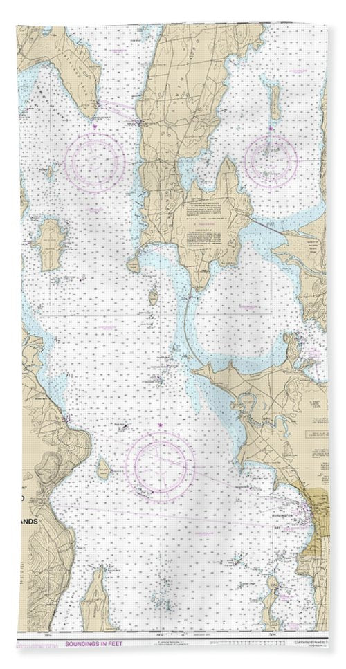 Nautical Chart-14782 Cumberland Head-four Brothers Islands - Bath Towel