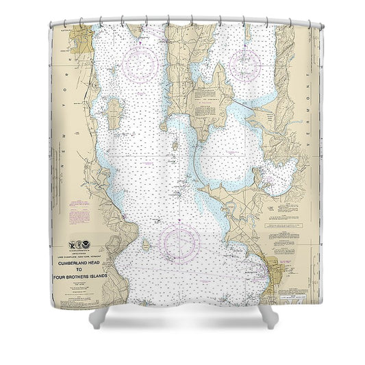 Nautical Chart 14782 Cumberland Head Four Brothers Islands Shower Curtain