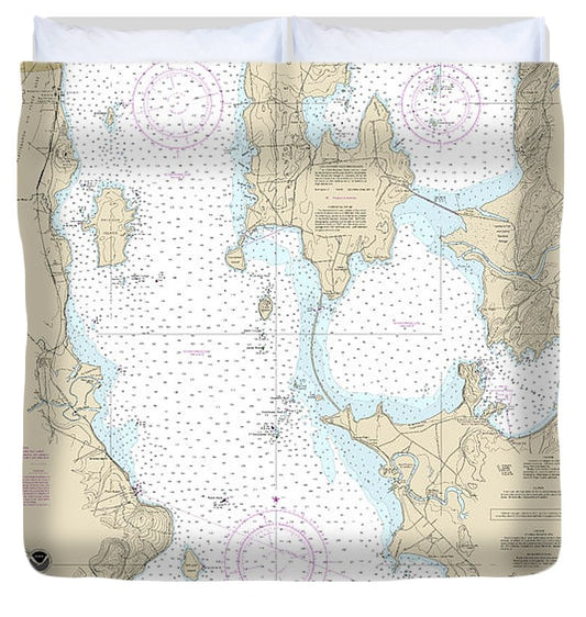 Nautical Chart 14782 Cumberland Head Four Brothers Islands Duvet Cover