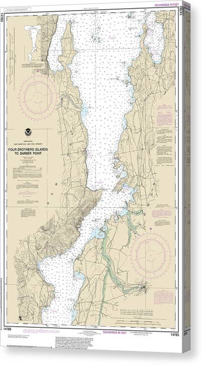Nautical Chart-14783 Four Brothers Islands-Barber Point Canvas Print