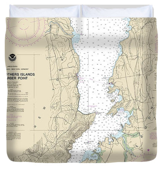 Nautical Chart 14783 Four Brothers Islands Barber Point Duvet Cover