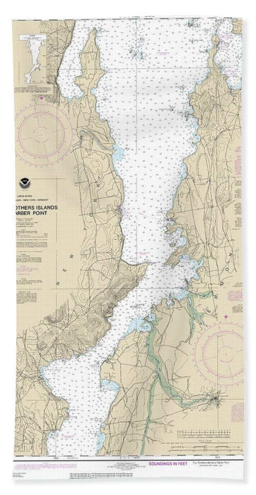 Nautical Chart-14783 Four Brothers Islands-barber Point - Bath Towel