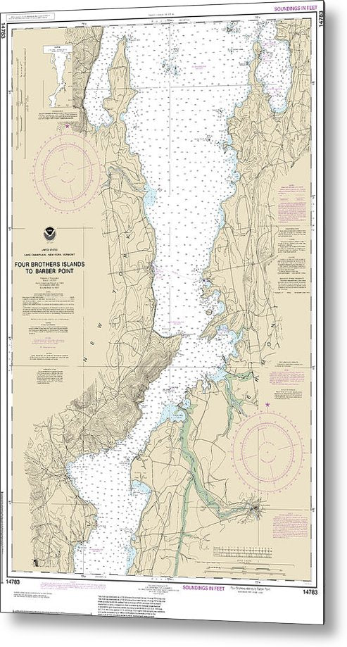 A beuatiful Metal Print of the Nautical Chart-14783 Four Brothers Islands-Barber Point - Metal Print by SeaKoast.  100% Guarenteed!