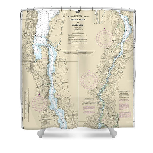 Nautical Chart 14784 Barber Point Whitehall Shower Curtain
