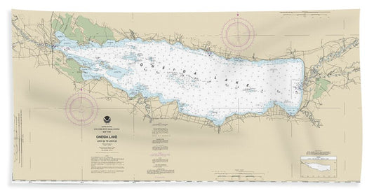 Nautical Chart-14788 Oneida Lake - Lock 22-lock 23 - Beach Towel