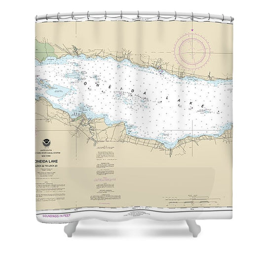 Nautical Chart 14788 Oneida Lake Lock 22 Lock 23 Shower Curtain