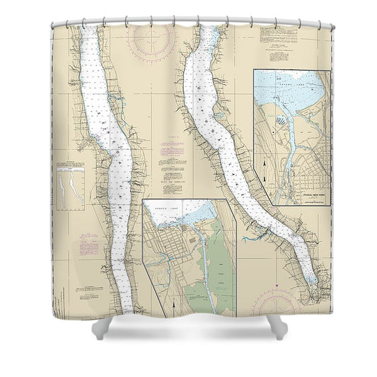 Nautical Chart 14791 Cayuga Seneca Lakes, Watkins Glen, Ithaca Shower Curtain