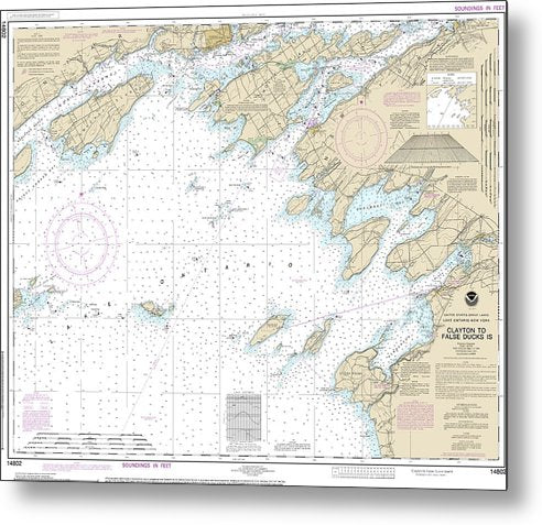 A beuatiful Metal Print of the Nautical Chart-14802 Clayton-False Ducks Ls - Metal Print by SeaKoast.  100% Guarenteed!