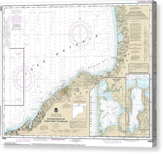 Nautical Chart-14803 Six Miles South-Stony Point-Port Bay, North Pond, Little Sodus Bay Canvas Print