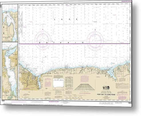 A beuatiful Metal Print of the Nautical Chart-14804 Port Bay-Long Pond, Port Bay Harbor, Irondequoit Bay - Metal Print by SeaKoast.  100% Guarenteed!