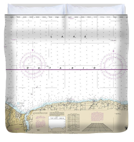 Nautical Chart 14804 Port Bay Long Pond, Port Bay Harbor, Irondequoit Bay Duvet Cover