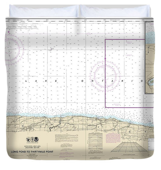 Nautical Chart 14805 Long Pond Thirtymile Point, Point Breeze Harbor Duvet Cover